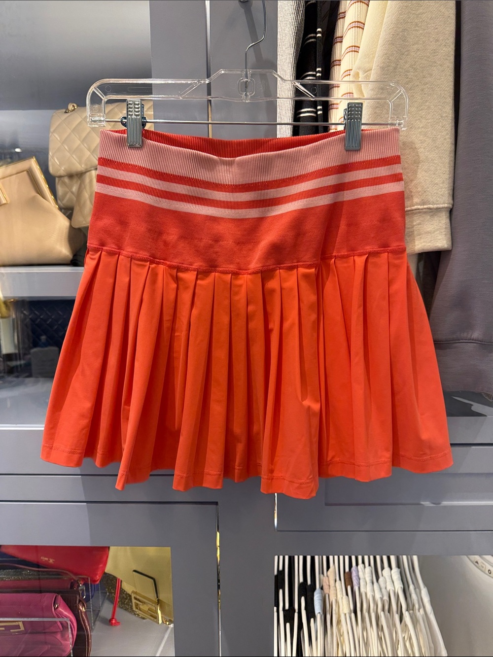 Wilson Midtown Tennis Coral Pleated Skirt with Striped Waistband